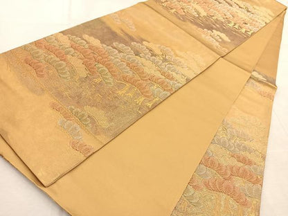 平和屋着物◎六通柄袋帯　雲取段寿松　金銀糸　引箔　正絹　逸品　BAAV6550yc