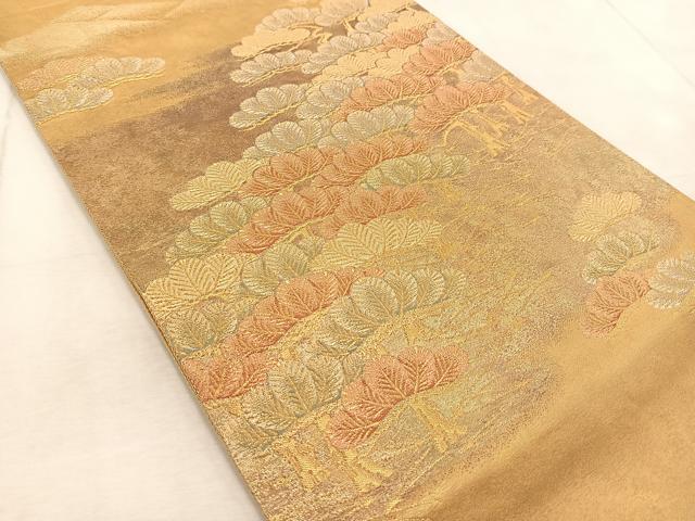 平和屋着物◎六通柄袋帯　雲取段寿松　金銀糸　引箔　正絹　逸品　BAAV6550yc