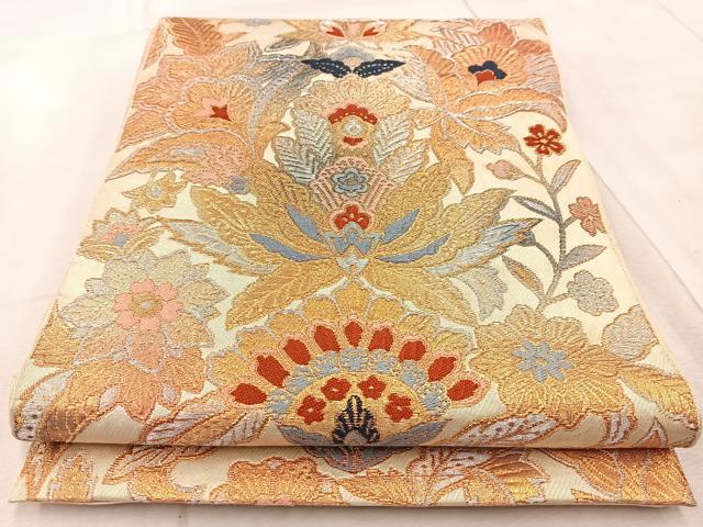 平和屋着物◎六通柄 本袋帯 唐織 更紗 金銀糸 正絹 逸品 BAAV6716yc