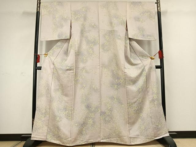 平和屋着物▽上質な小紋 単衣 草花文 暈し染め 正絹 逸品 AABC4100fy
