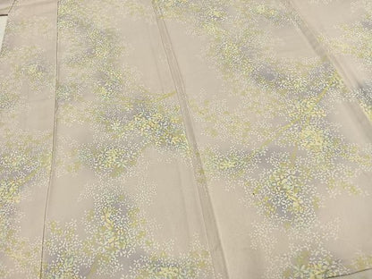 平和屋着物▽上質な小紋 単衣 草花文 暈し染め 正絹 逸品 AABC4100fy