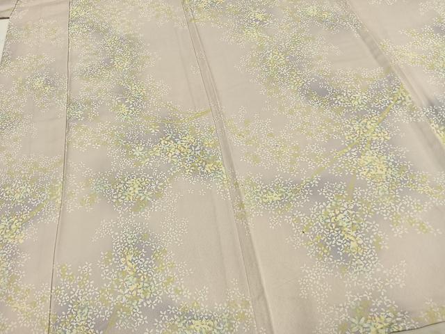 平和屋着物▽上質な小紋 単衣 草花文 暈し染め 正絹 逸品 AABC4100fy
