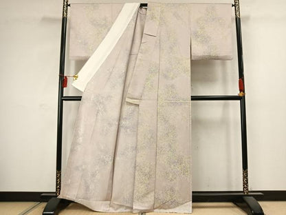 平和屋着物▽上質な小紋 単衣 草花文 暈し染め 正絹 逸品 AABC4100fy