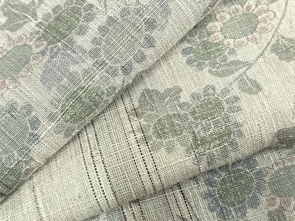 平和屋着物▽上質な紬 単衣 草花文 正絹 逸品 AABD0010fy