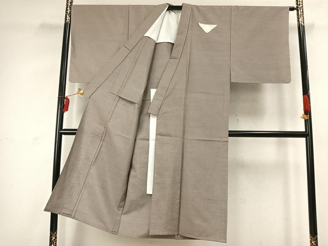平和屋着物▽男性 色紋付 単衣 紬地 潤色 正絹 逸品 未使用 AABC4085fy