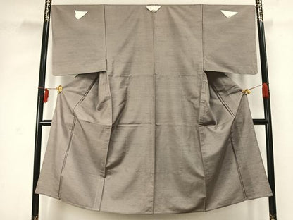 平和屋着物▽男性 色紋付 単衣 紬地 潤色 正絹 逸品 未使用 AABC4085fy