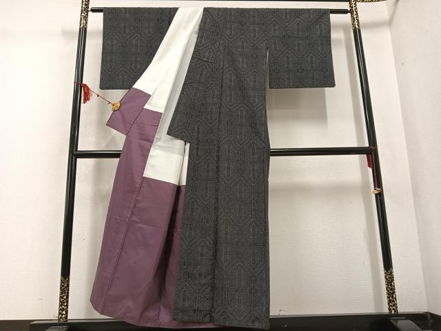平和屋着物●上質な小紋　幾何学文様　正絹　逸品　AABD0765ph