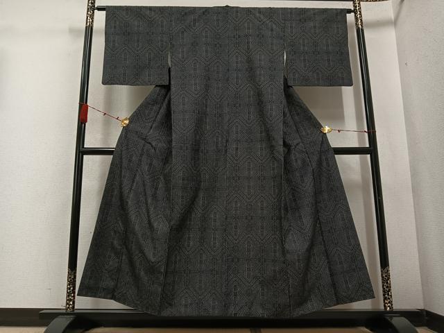 平和屋着物●上質な小紋　幾何学文様　正絹　逸品　AABD0765ph