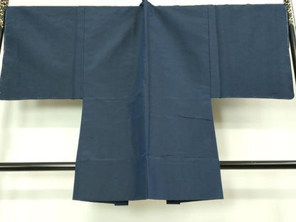 平和屋着物■極上　男性　紬　アンサンブル　キングサイズ　長羽織　色無地　濃い青褐色　逸品　未使用　DZAB1897kh6