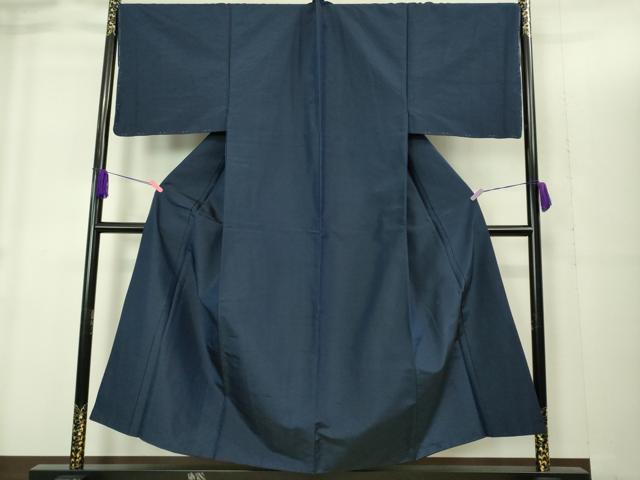 平和屋着物■極上　男性　紬　アンサンブル　キングサイズ　長羽織　色無地　濃い青褐色　逸品　未使用　DZAB1897kh6