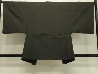平和屋着物●男性　紬　アンサンブル　憲法黒茶色　正絹　逸品　CABA1238gh