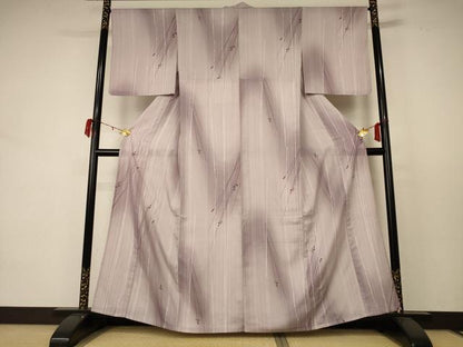 平和屋着物＊夏物 小紋 絽 草葉文 暈し染め 洗える着物 AABC9902jd