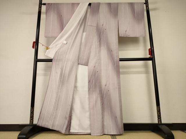 平和屋着物＊夏物 小紋 絽 草葉文 暈し染め 洗える着物 AABC9902jd