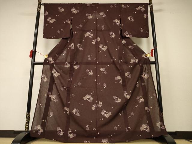 平和屋着物＊夏物 こむさでもーど・COMME CA DU MODE 小紋 紗 舞桜文 洗える着物 未使用 AABC9936jd