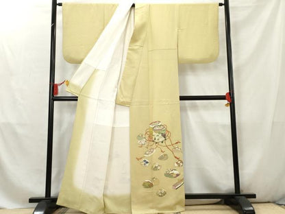 平和屋着物●豪華色留袖 作家物 貝桶吉祥花文 金彩 反端付き 正絹 逸品 AABC9612cs