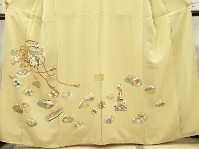 平和屋着物●豪華色留袖 作家物 貝桶吉祥花文 金彩 反端付き 正絹 逸品 AABC9612cs