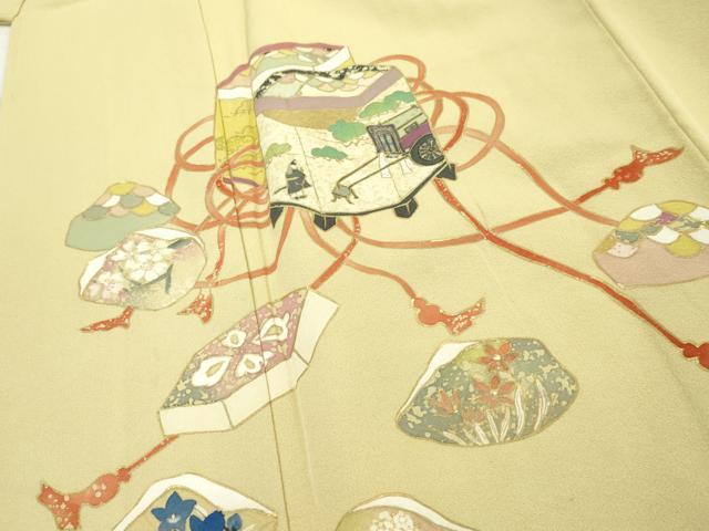平和屋着物●豪華色留袖 作家物 貝桶吉祥花文 金彩 反端付き 正絹 逸品 AABC9612cs