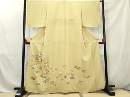 平和屋着物●豪華色留袖 作家物 貝桶吉祥花文 金彩 反端付き 正絹 逸品 AABC9612cs