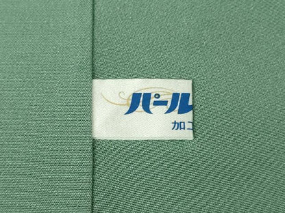 平和屋本店●極上　本場結城紬　重要無形文化財　奥順謹製　色無地　錆浅葱色　証紙付き　逸品　DZAB2265kh6