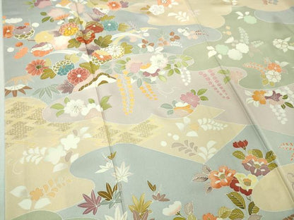 平和屋本店●極上　創業460年・千總　訪問着　駒刺繍　吉祥花文　金彩　逸品　DZAB2292kh6