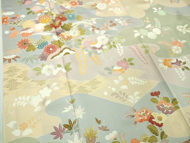 平和屋本店●極上　創業460年・千總　訪問着　駒刺繍　吉祥花文　金彩　逸品　DZAB2292kh6