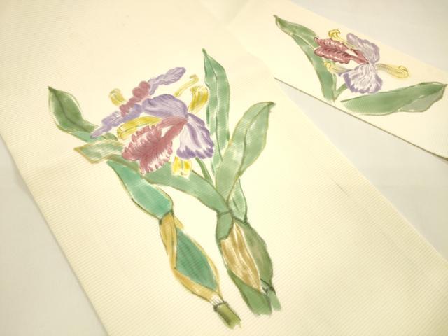 平和屋着物＊夏物 九寸名古屋帯 手描き 草花文 正絹 逸品 DAAY8500cm