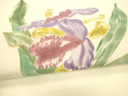 平和屋着物＊夏物 九寸名古屋帯 手描き 草花文 正絹 逸品 DAAY8500cm