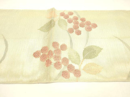 平和屋着物＊夏物 六通柄袋帯 南天文 金銀糸 正絹 逸品 DAAY8492cm