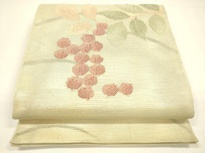 平和屋着物＊夏物 六通柄袋帯 南天文 金銀糸 正絹 逸品 DAAY8492cm