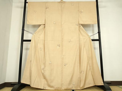 平和屋着物●上質な小紋　紬地　絞り　草花文　正絹　逸品　DAAY9205az