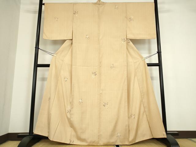 平和屋着物●上質な小紋　紬地　絞り　草花文　正絹　逸品　DAAY9205az