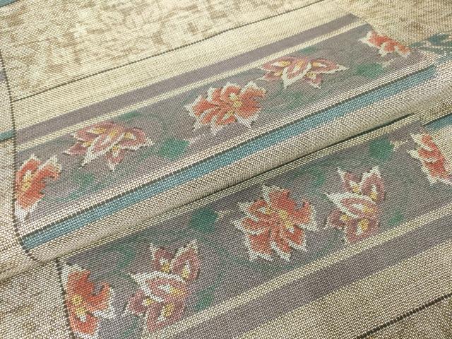 平和屋着物●本場大島紬 9マルキ 横段更紗花文 正絹 逸品 DAAY9232az