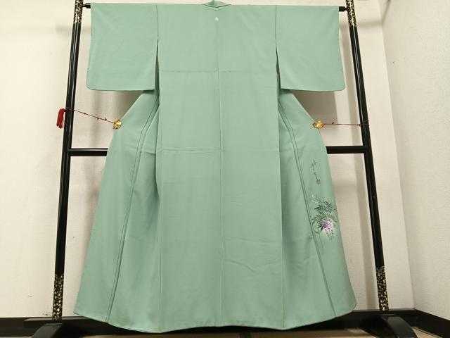 平和屋着物●二代目清次郎監修 色無地 山葵色 正絹 逸品 AABD0833ph