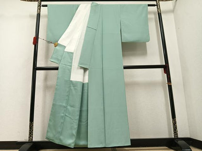 平和屋着物●二代目清次郎監修 色無地 山葵色 正絹 逸品 AABD0833ph