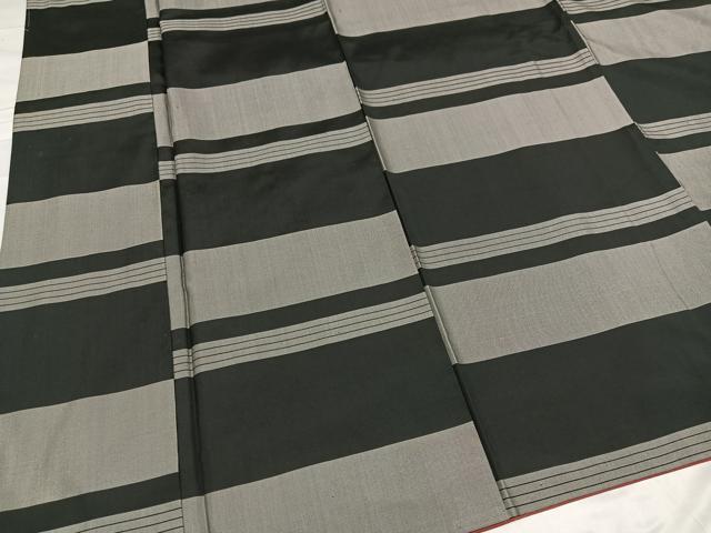 平和屋着物●上質な紬 横段文 正絹 逸品 AABD3421ph