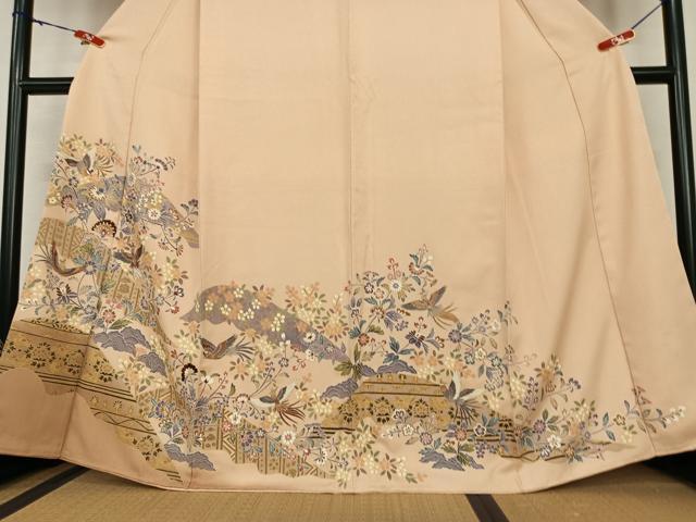 平和屋着物●豪華色留袖　友禅　絞り　鳳凰草花文　金彩　正絹　逸品　AABC5040zg