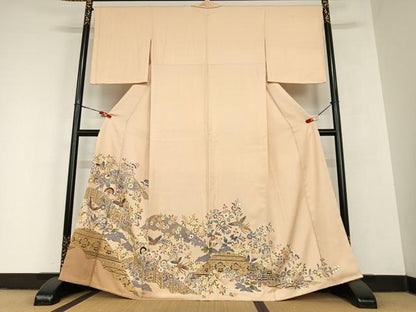 平和屋着物●豪華色留袖　友禅　絞り　鳳凰草花文　金彩　正絹　逸品　AABC5040zg
