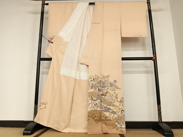 平和屋着物●豪華色留袖　友禅　絞り　鳳凰草花文　金彩　正絹　逸品　AABC5040zg