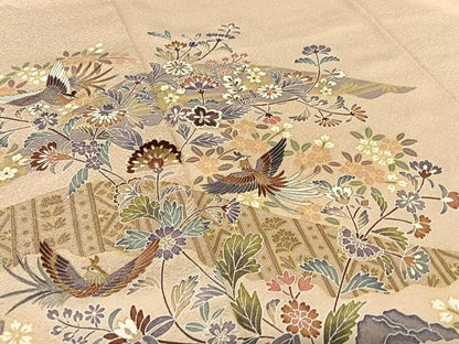 平和屋着物●豪華色留袖　友禅　絞り　鳳凰草花文　金彩　正絹　逸品　AABC5040zg