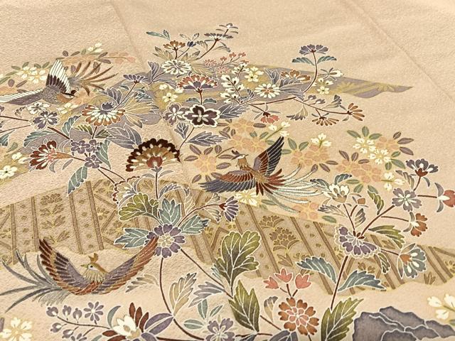 平和屋着物●豪華色留袖　友禅　絞り　鳳凰草花文　金彩　正絹　逸品　AABC5040zg