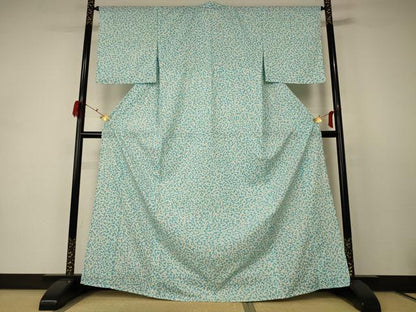平和屋着物＊夏物 小紋 絽 亀甲文 反端付き 洗える着物 未使用 AABC9959jd