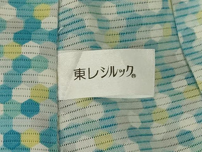 平和屋着物＊夏物 小紋 絽 亀甲文 反端付き 洗える着物 未使用 AABC9959jd