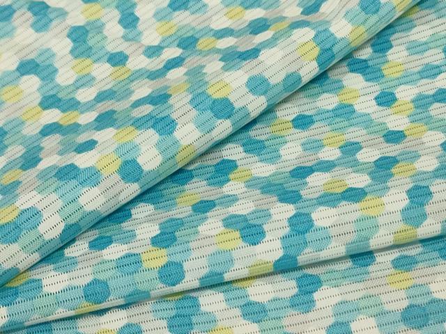 平和屋着物＊夏物 小紋 絽 亀甲文 反端付き 洗える着物 未使用 AABC9959jd