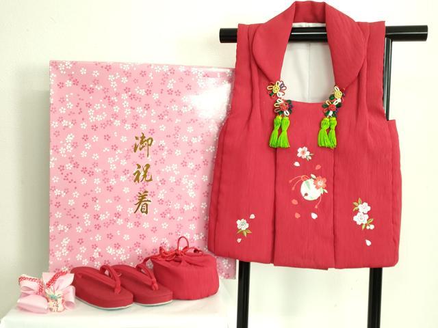 平和屋本店■極上　七五三　女の子　3歳　被布　草履　巾着　髪飾り　小物セット　舞桜　鈴　箱付き　逸品　DZAA11382kh5