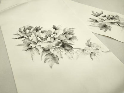 平和屋着物●塩瀬　九寸名古屋帯　作家物　手描き　枝花　正絹　逸品　DAAX9835fe