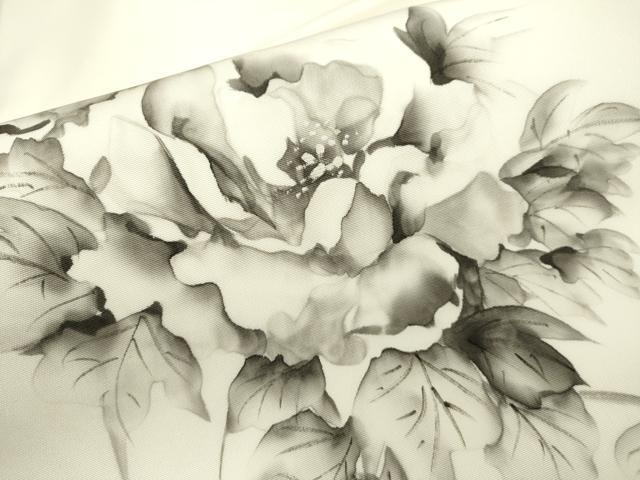 平和屋着物●塩瀬　九寸名古屋帯　作家物　手描き　枝花　正絹　逸品　DAAX9835fe
