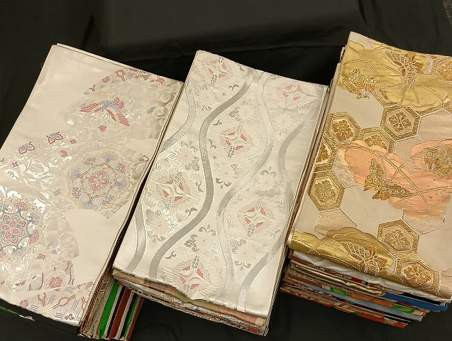 平和屋着物■袋帯 西陣 まとめて100点 鳳凰 向かい鶴 鴛鴦 蝶 更紗 花柄 宝相華 正倉院 金銀糸 など 未使用品あり 全て正絹 mmm011