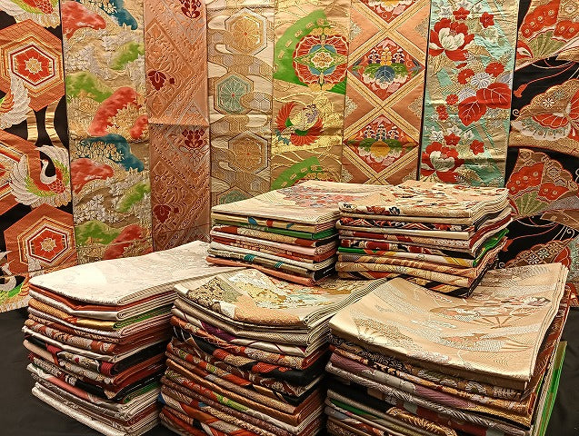 平和屋着物■袋帯 西陣 まとめて100点 鶴 向かい蝶 更紗 花柄 宝相華 金銀糸 など 着用可能多数 未使用品あり 全て正絹 mmm005