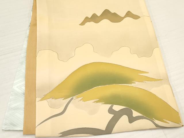 平和屋着物[]お宮参り　男の子　祝着　産着　初着　のしめ　刺繍　鷹　鷲　風景松文　金彩　逸品　DAAY3207ma