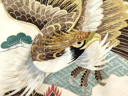 平和屋着物[]お宮参り　男の子　祝着　産着　初着　のしめ　刺繍　鷹　鷲　宝船　金銀彩　逸品　DAAY3209ma